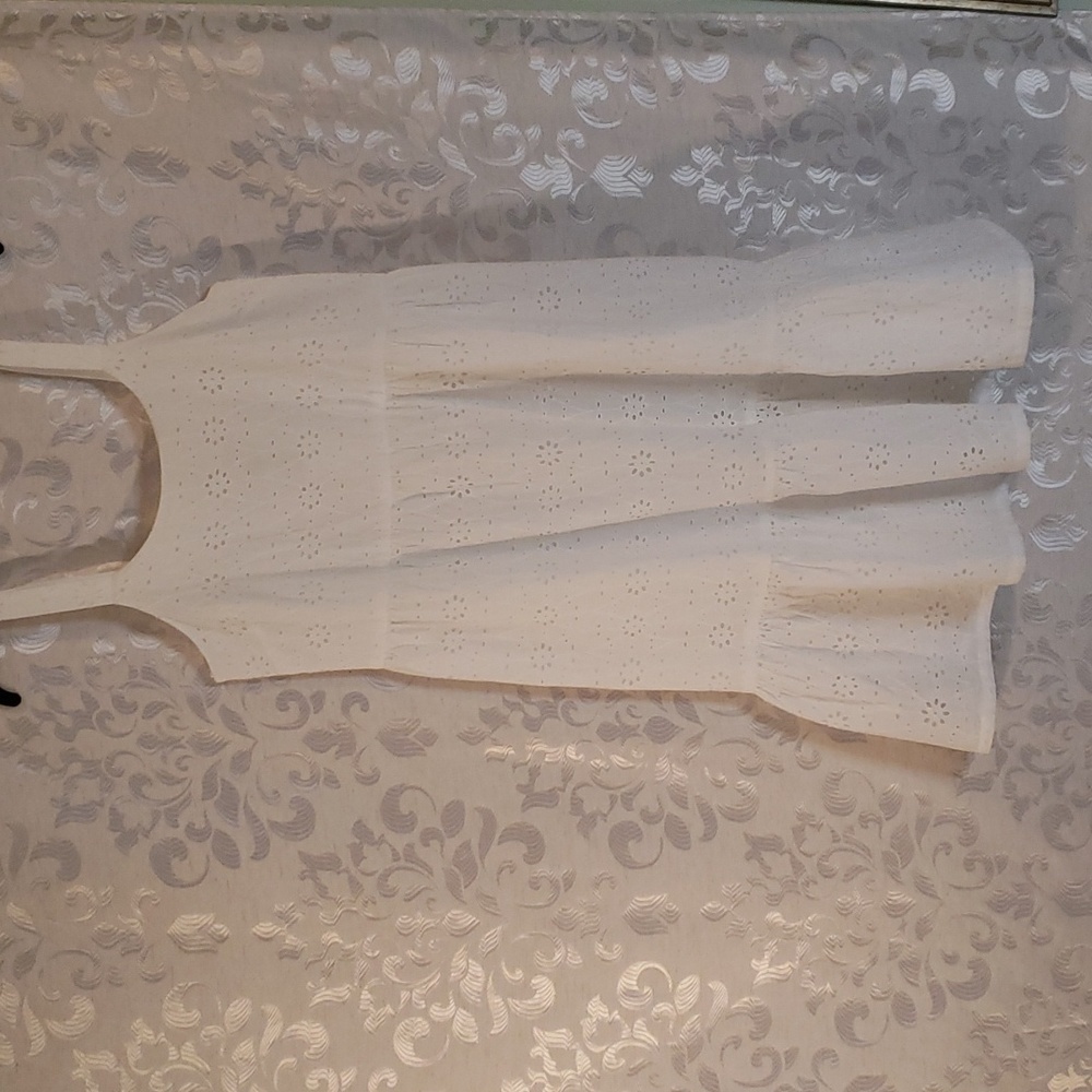 Lucky Brand NWT 100% Cotton Ruffled Lined White Eyelet Dress
